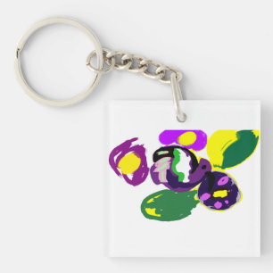 Porte-clés Colibri pourpre et fleurs