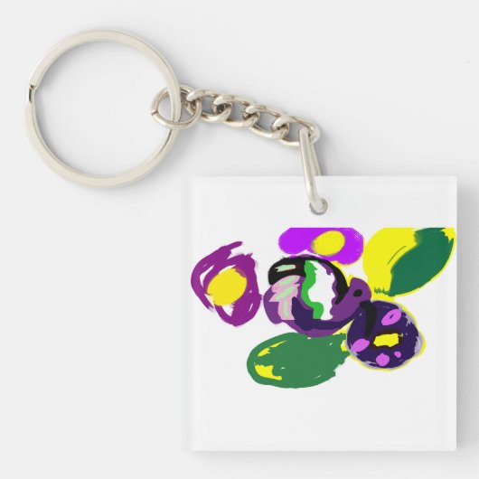 Porte-clés Colibri pourpre et fleurs (Devant)