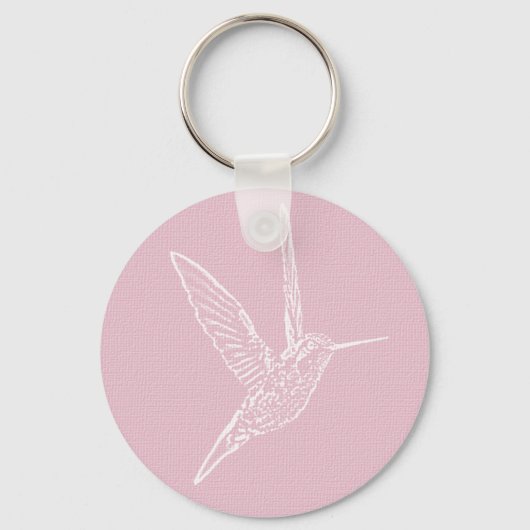 Porte-clés Colibri rose et blanc (Recto)