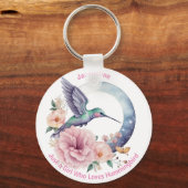 Porte-clés Colibri rose violet Nom personnalisé (Recto)