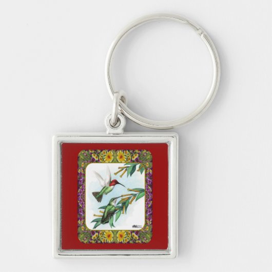 Porte-clés Colibris et fleurs #4 (Devant)