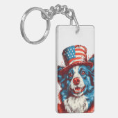 Porte-clés Colie frontière avec un casquette américain (Devant gauche)