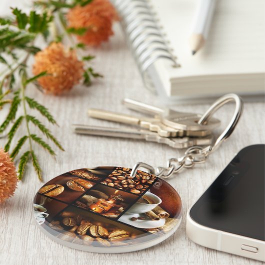 Porte-clés Collage 2 de café (Devant droit)