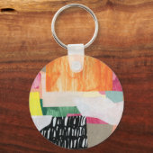 Porte-clés Collage art, moderne coloré abstrait. (Verso)