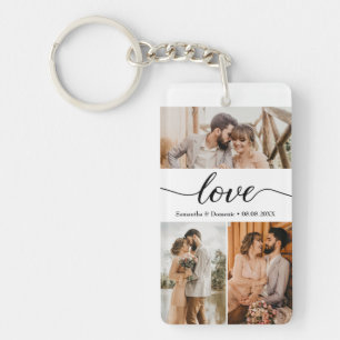 Porte-clés Collage d'amour de photo et de texte personnalisé