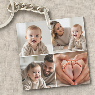 Porte-clés Collage de 4 photos de bébé Image Instagram mignon
