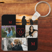 Porte-clés Collage de 4 photos personnalisé Monogramme de Mam (Verso)