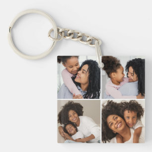 Porte-clés Collage de 4 photos pour maman et bébé