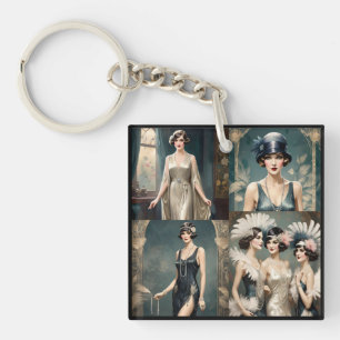 Porte-clés Collage de photos de mode pour dames des années 19