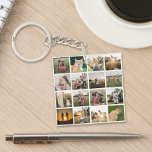 Porte-clés Collage de photos Famille personnalisée<br><div class="desc">Ajoutez simplement vos photos pour un porte - clé de collage familial personnalisé.</div>