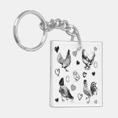 Porte-clés Collage de poulets mignons (Devant gauche)