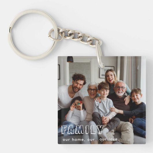 Porte-clés Collage de script familial Chic (Devant)