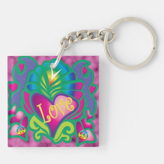 Porte-clés Collage de signes de paix (Dos)