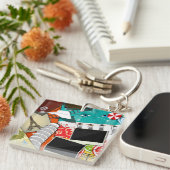 Porte-clés Collage de voyage avec des sites touristiques embl (Devant Droit)