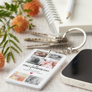 Porte-clés Collage d'images de première Fête des pères simple