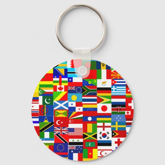 Porte-clés Collage international du drapeau mondial (Recto)
