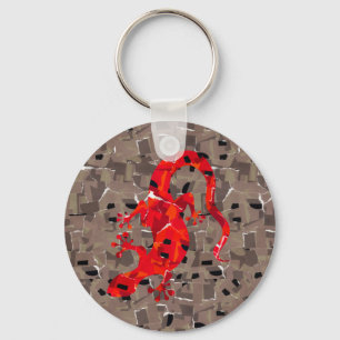 Porte-clés Collage Lézard Rouge