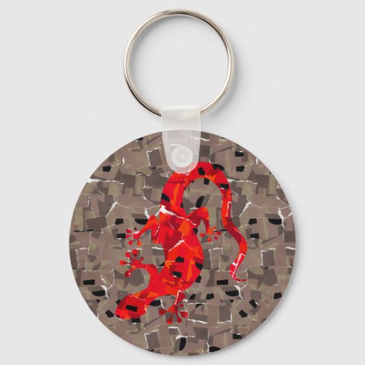 Porte-clés Collage Lézard Rouge (Recto)