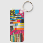 Porte-clés collage mini tissu et points anneaux (Verso)