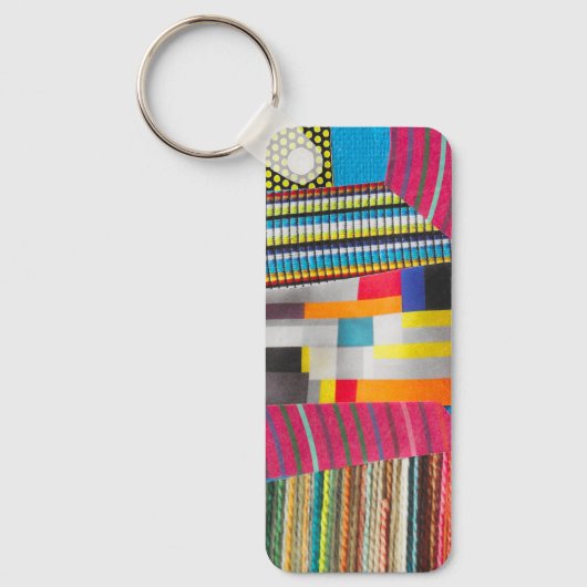 Porte-clés collage mini tissu et points anneaux (Recto)