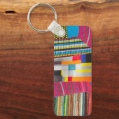 Porte-clés collage mini tissu et points anneaux (Recto)