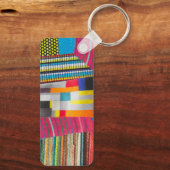 Porte-clés collage mini tissu et points anneaux (Verso)