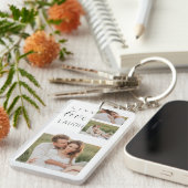 Porte-clés Collage moderne Couple Photo & Live Love Laugh Cad (Devant droit)