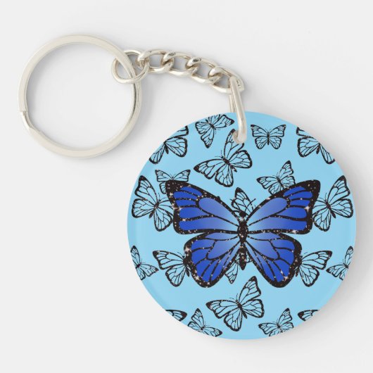 Porte-clés Collage Papillon Design Pailleté (Devant)