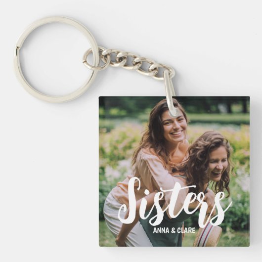 Porte-clés Collage photo Customisé des soeurs (Devant)