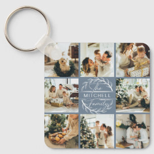 Porte-clés Collage photo de couple monogrammé Cadeau bleu D