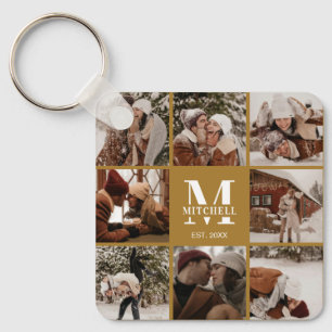 Porte-clés Collage photo de couple monogrammé Cadeau Monogr