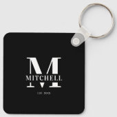 Porte-clés Collage photo de couple monogrammé | Cadeau Monogr (Dos)