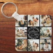 Porte-clés Collage photo de couple monogrammé | Cadeau monogr (Recto)