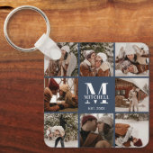 Porte-clés Collage photo de couple monogrammé | Monogramme (Recto)