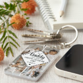 Porte-clés Collage photo élégant de 4 | No 1 papa (Devant droit)