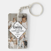 Porte-clés Collage photo élégant de 4 | No 1 papa (Dos)