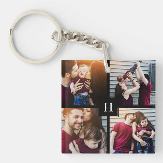 Porte-clés Collage photo et monogramme (Devant)