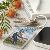 Porte-clés Collage photo et texte personnalisé (Devant droit)