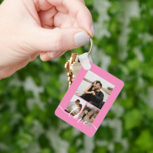 Porte-clés Collage photo et texte personnalisé