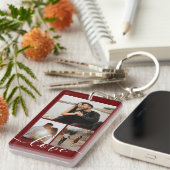 Porte-clés Collage photo et texte personnalisé (Devant droit)