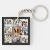 Porte-clés Collage photo famille monogramme (Dos)