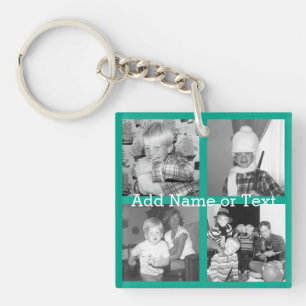 Porte-clés Collage photo Instagram avec 4 photos - émeraude