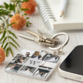 Porte-clés Collage photo monographique gris (Devant Droit)