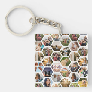 Porte-clés Collage photo Motif Hexagon géométrique