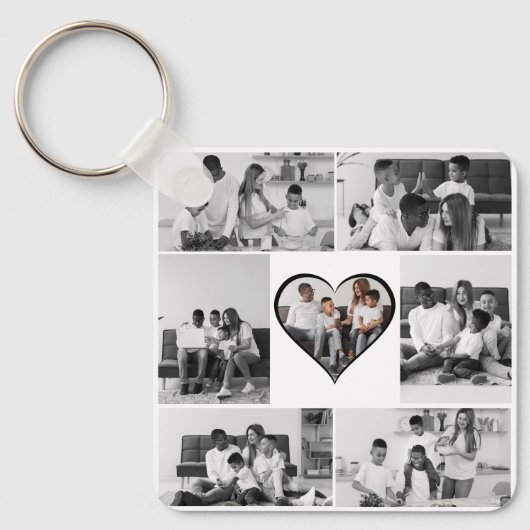 Porte-clés Collage photo noir et blanc 7 (Recto)