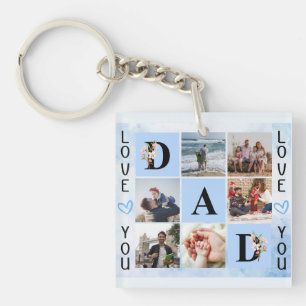 Porte-clés Collage photo personnalisé de Love You Dad - Perso
