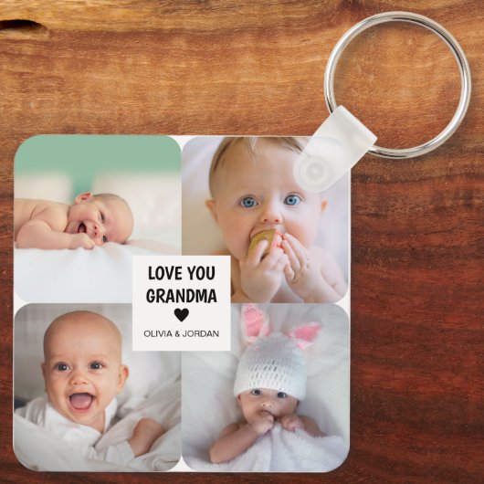 Porte-clés Collage photo personnalisé moderne Aimez-vous gran (Verso)