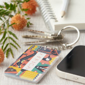 Porte-clés Collage symbolique africain d'art (Devant droit)