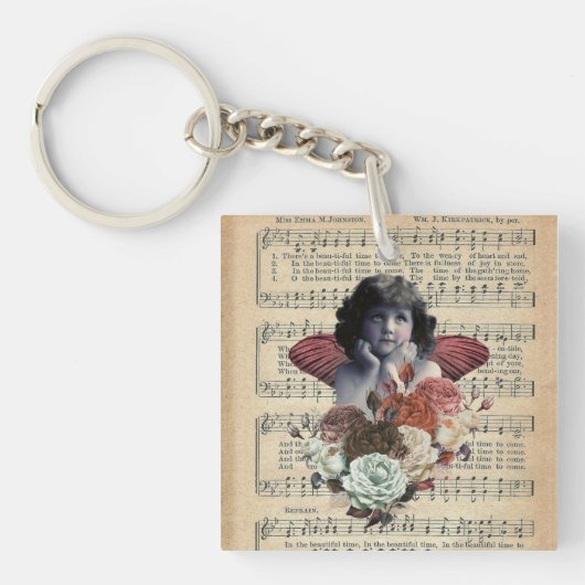 Porte-clés Collage vintage pour fille Cherub (Devant)