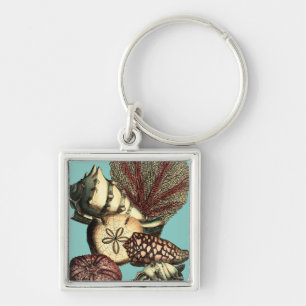 Porte-clés Collection de coquillages turquoise et de coraux r